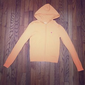 Full zip hoodie cable knit peach orange juniors XL